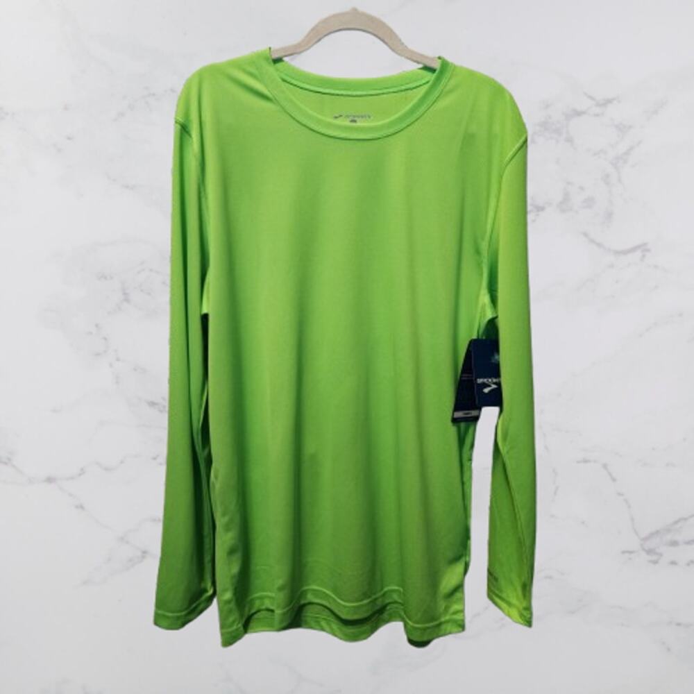 Brooks NWT Podium Bright Green Men's Long Sleeve Shirt Size XL